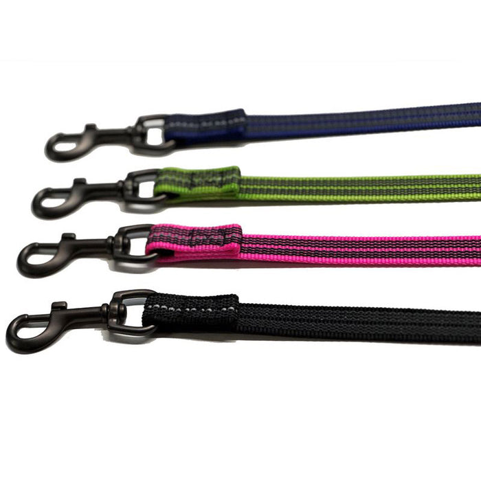 Guinzaglio nylon gommato 120 cm moschettone nero