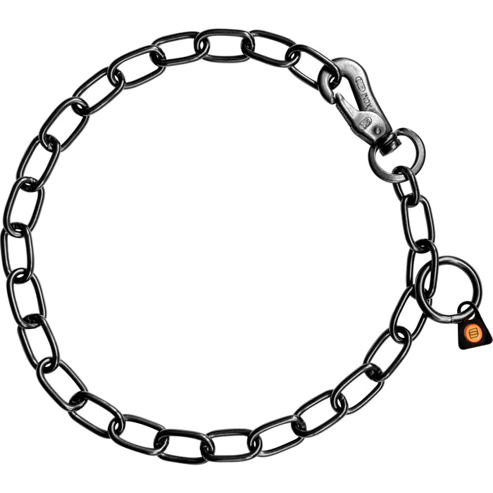 Collare HS ovalino nero brunito con moschettone